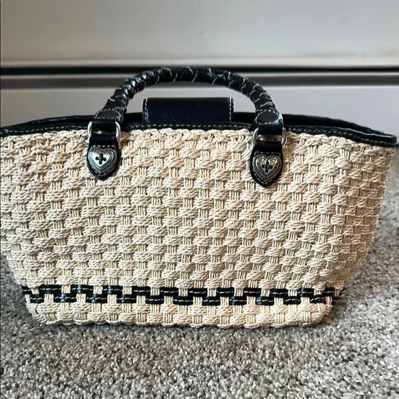 Brighton Black and Cream Woven Handbag - Picture 5 of 9